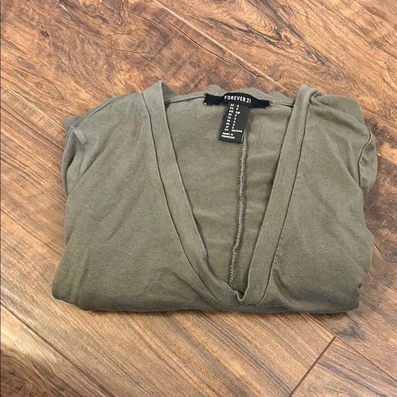 Olive Green V-Neck Long Sleeve Top or Dress, Sz. Small - Picture 7 of 7